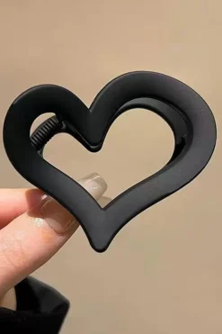 Outlet Dear-Lover Cutout Heart Shape Frosted Small Hair Clip Black