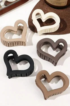 Outlet Dear-Lover Cutout Heart Shape Frosted Small Hair Clip Black
