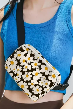 New Dear-Lover Daisy Printed Buckle Strap Crossbody Bag Black