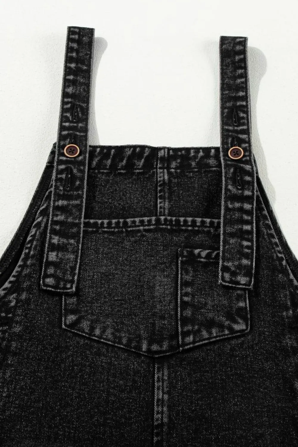 Best Dear-Lover Distressed Bib Pocket Wide Leg Denim Overall Black