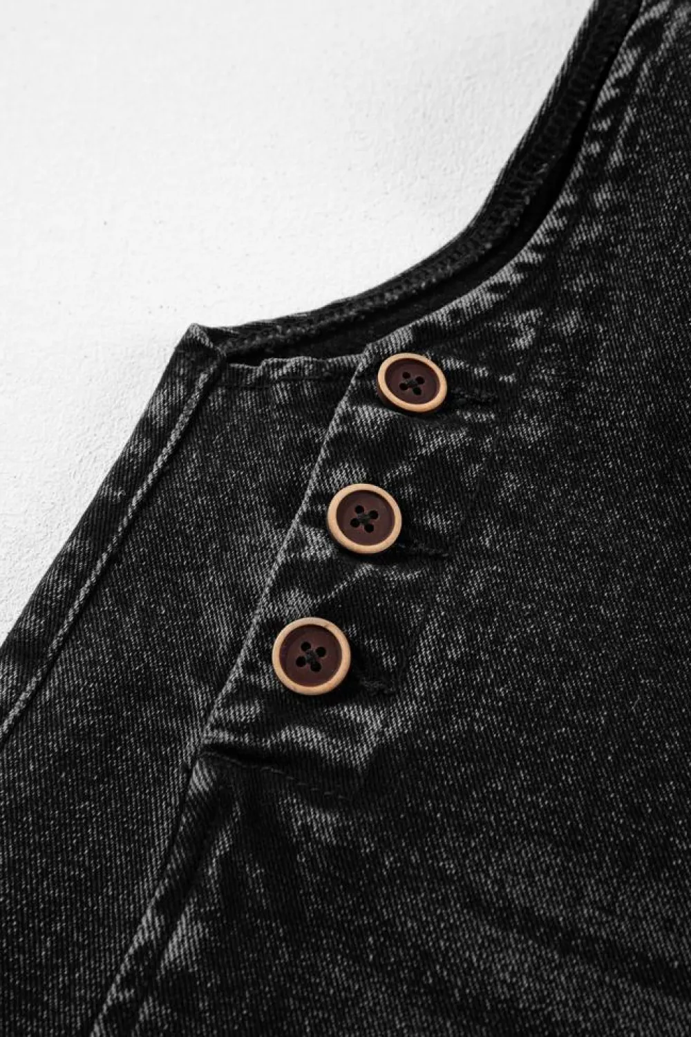 Best Dear-Lover Distressed Bib Pocket Wide Leg Denim Overall Black