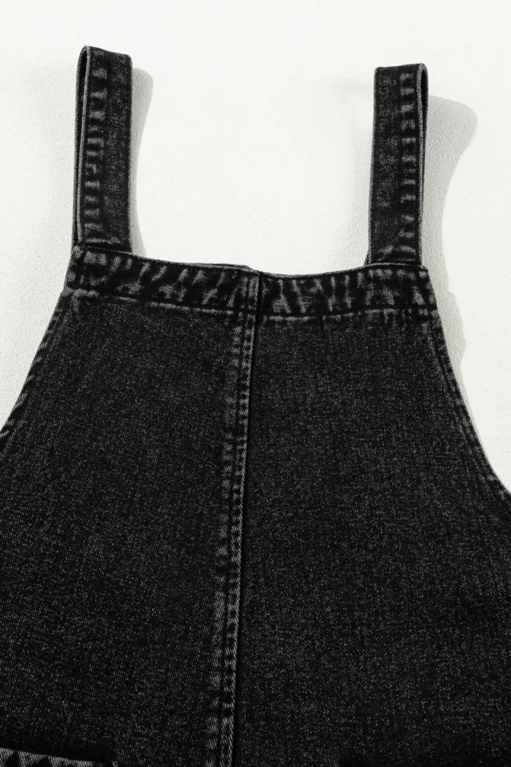 Best Dear-Lover Distressed Bib Pocket Wide Leg Denim Overall Black