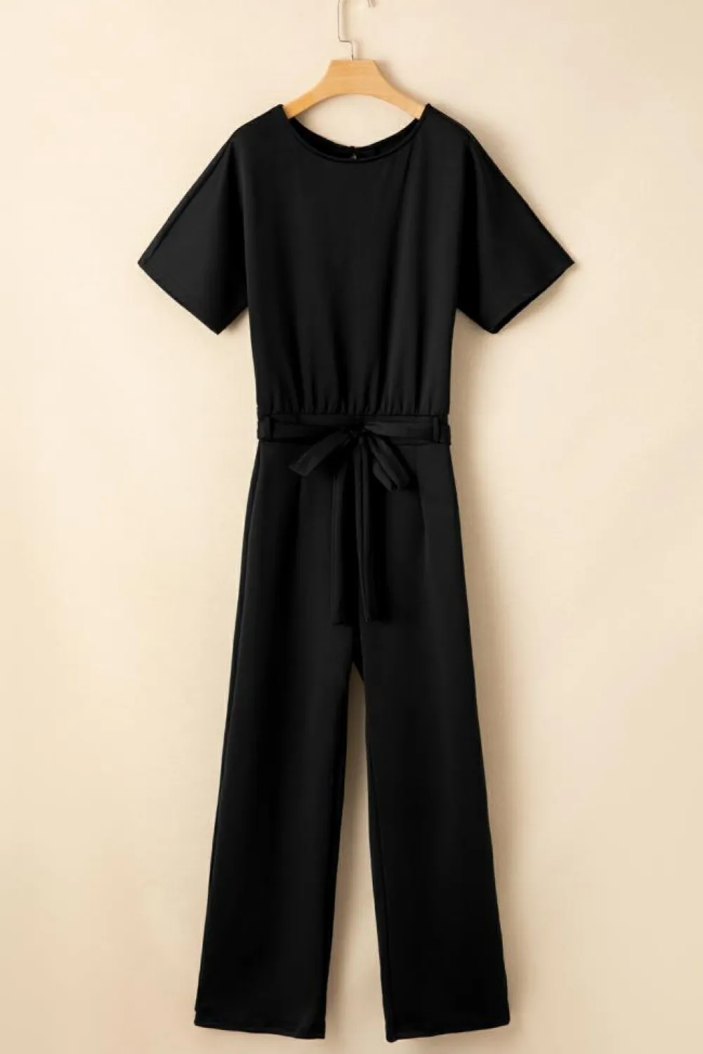 Online Dear-Lover Dolman Sleeve Belted Straight Leg Jumpsuit Black