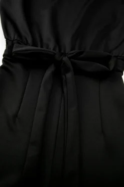 Online Dear-Lover Dolman Sleeve Belted Straight Leg Jumpsuit Black