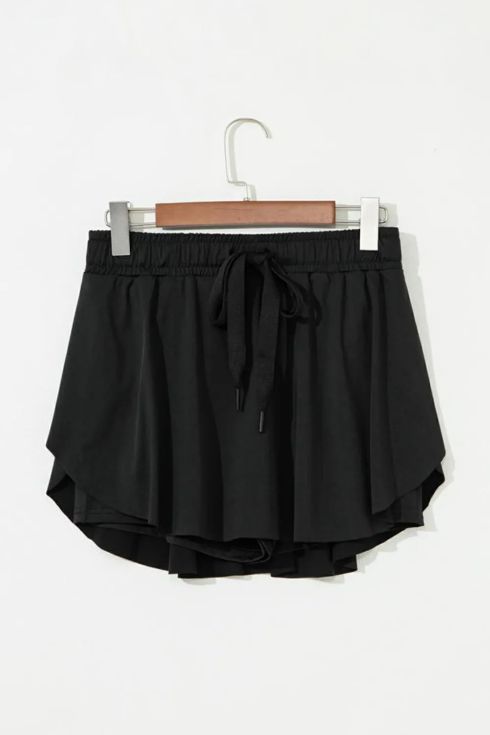 Fashion Dear-Lover Drawstring High Waist Lined Tennis Skorts Black