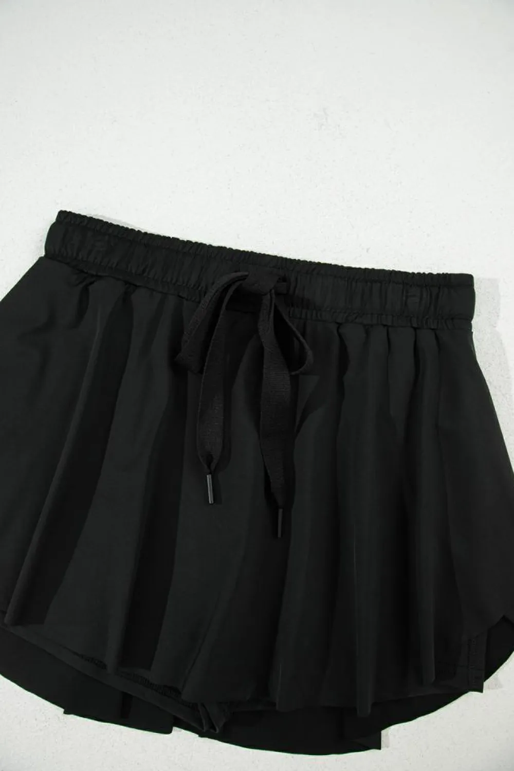 Fashion Dear-Lover Drawstring High Waist Lined Tennis Skorts Black