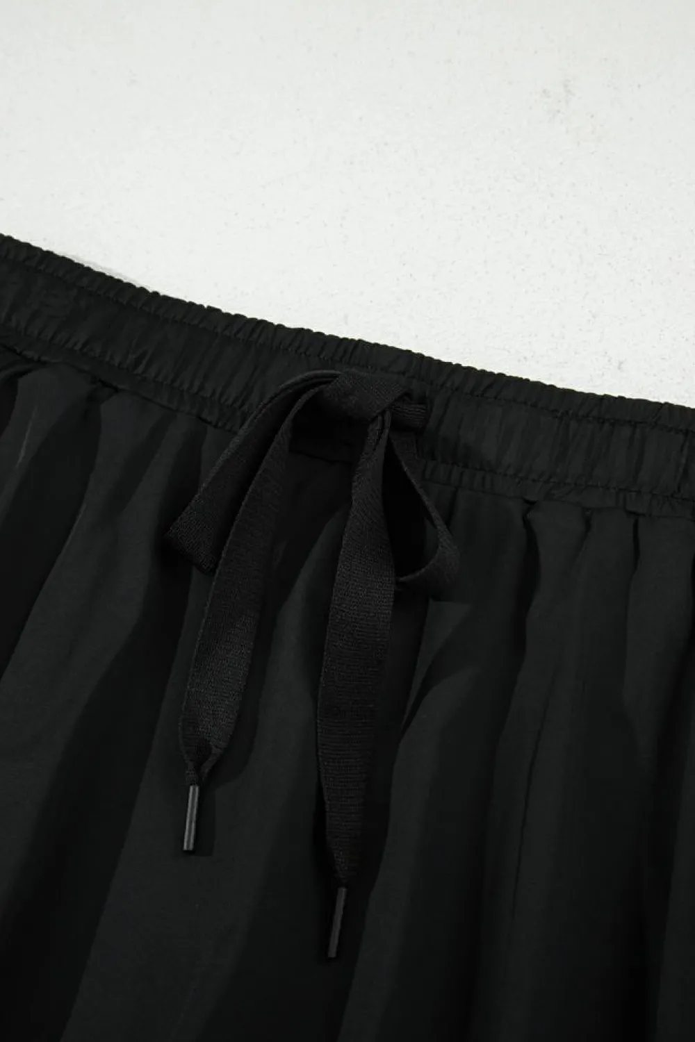 Fashion Dear-Lover Drawstring High Waist Lined Tennis Skorts Black