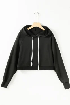 Discount Dear-Lover Drawstring Hoodie and High Waist Pants Lounge Set Black