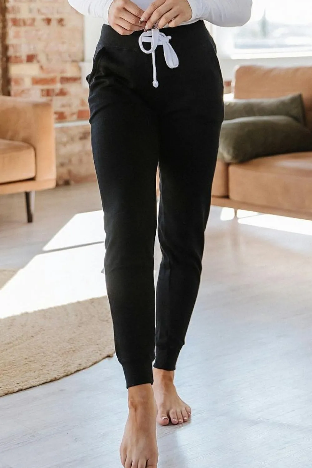 New Dear-Lover Drawstring Waist Pocketed Joggers Black