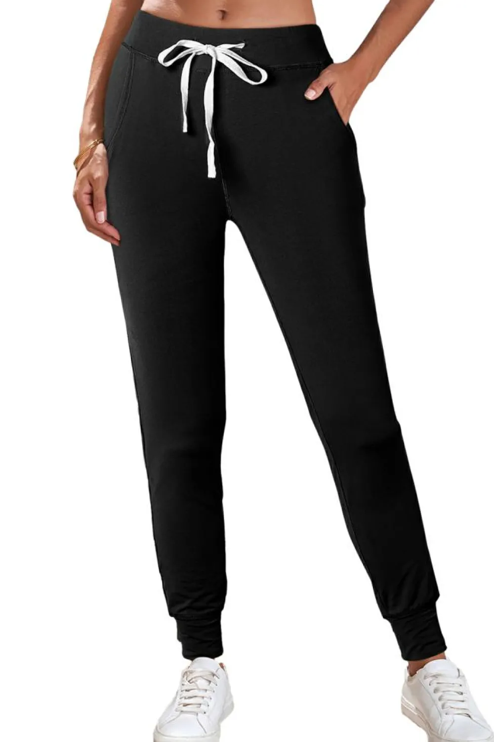 New Dear-Lover Drawstring Waist Pocketed Joggers Black