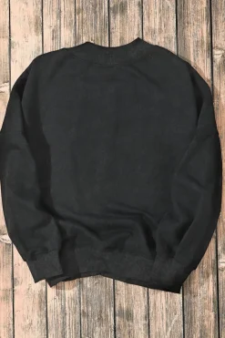 Clearance Dear-Lover Drop Shoulder Crew Neck Pullover Sweatshirt Black