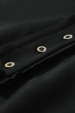 Clearance Dear-Lover Drop Shoulder Henley Buttons Sweatshirt Black