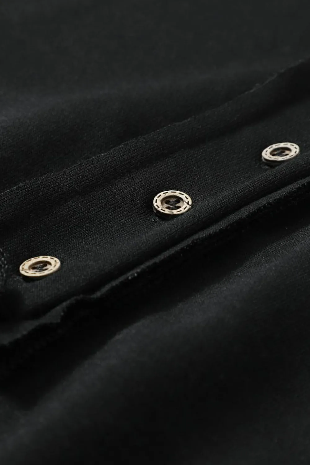 Clearance Dear-Lover Drop Shoulder Henley Buttons Sweatshirt Black