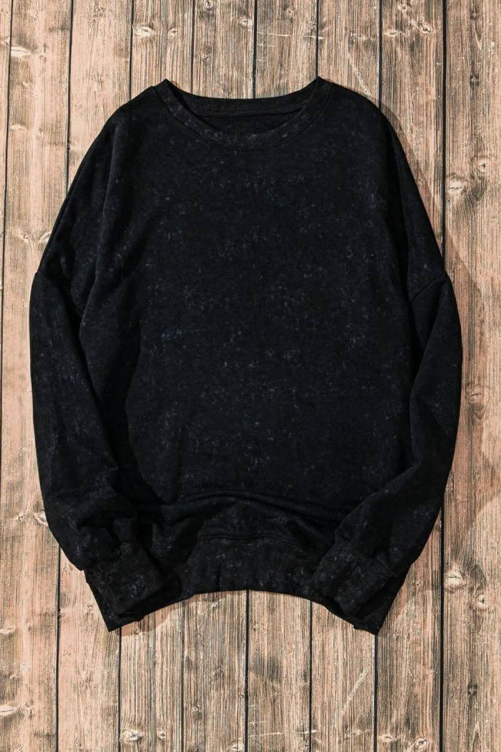 Online Dear-Lover Drop Shoulder Ribbed Trim Oversized Sweatshirt Black