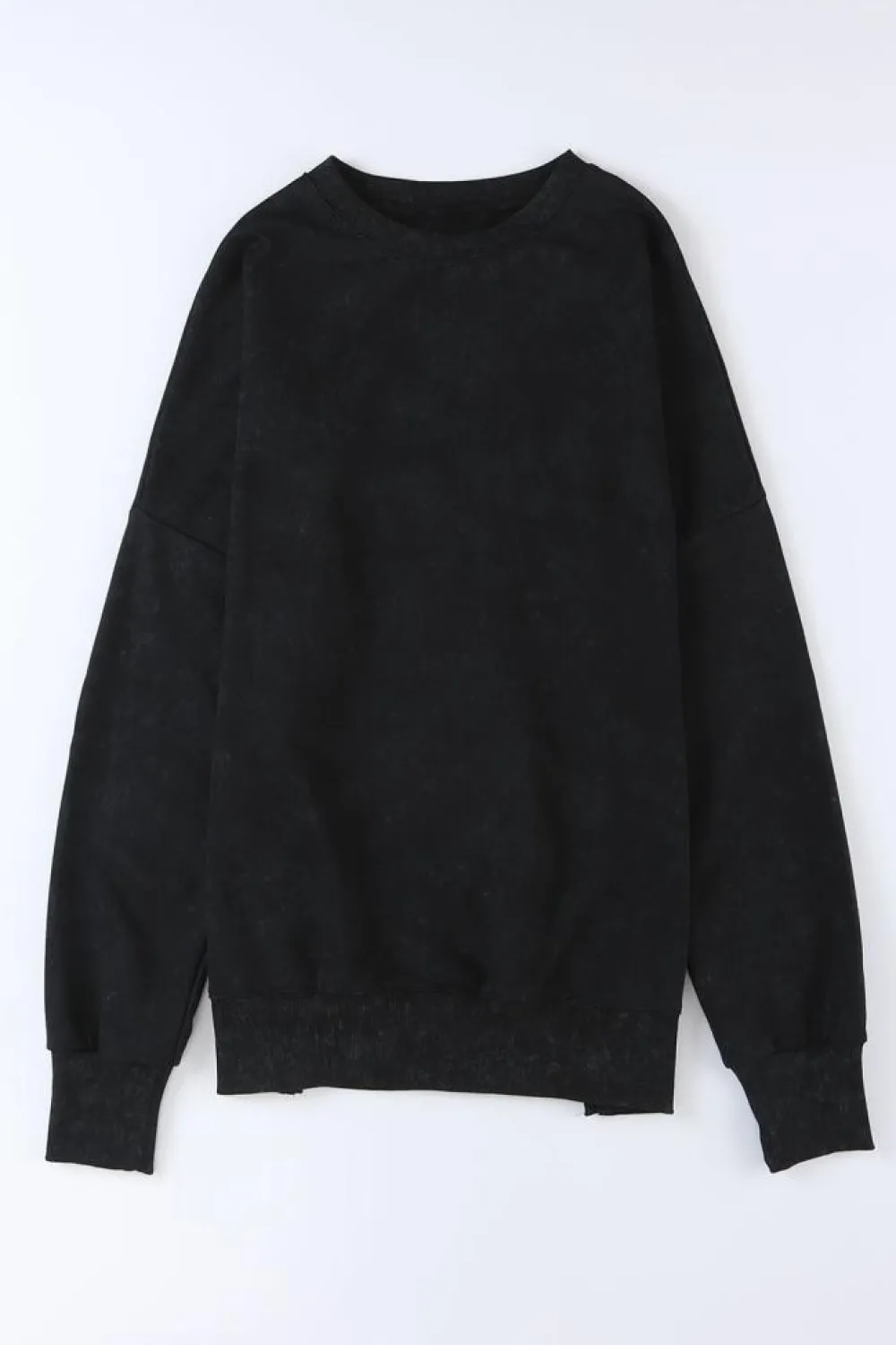 Online Dear-Lover Drop Shoulder Ribbed Trim Oversized Sweatshirt Black