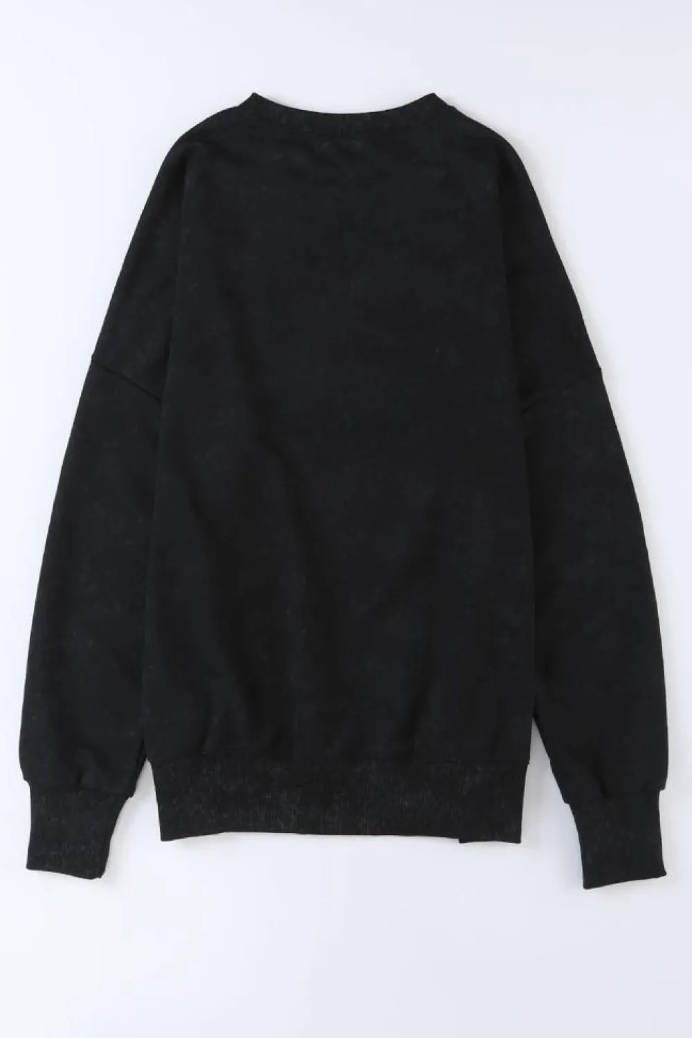 Online Dear-Lover Drop Shoulder Ribbed Trim Oversized Sweatshirt Black