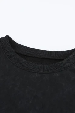 Online Dear-Lover Drop Shoulder Ribbed Trim Oversized Sweatshirt Black