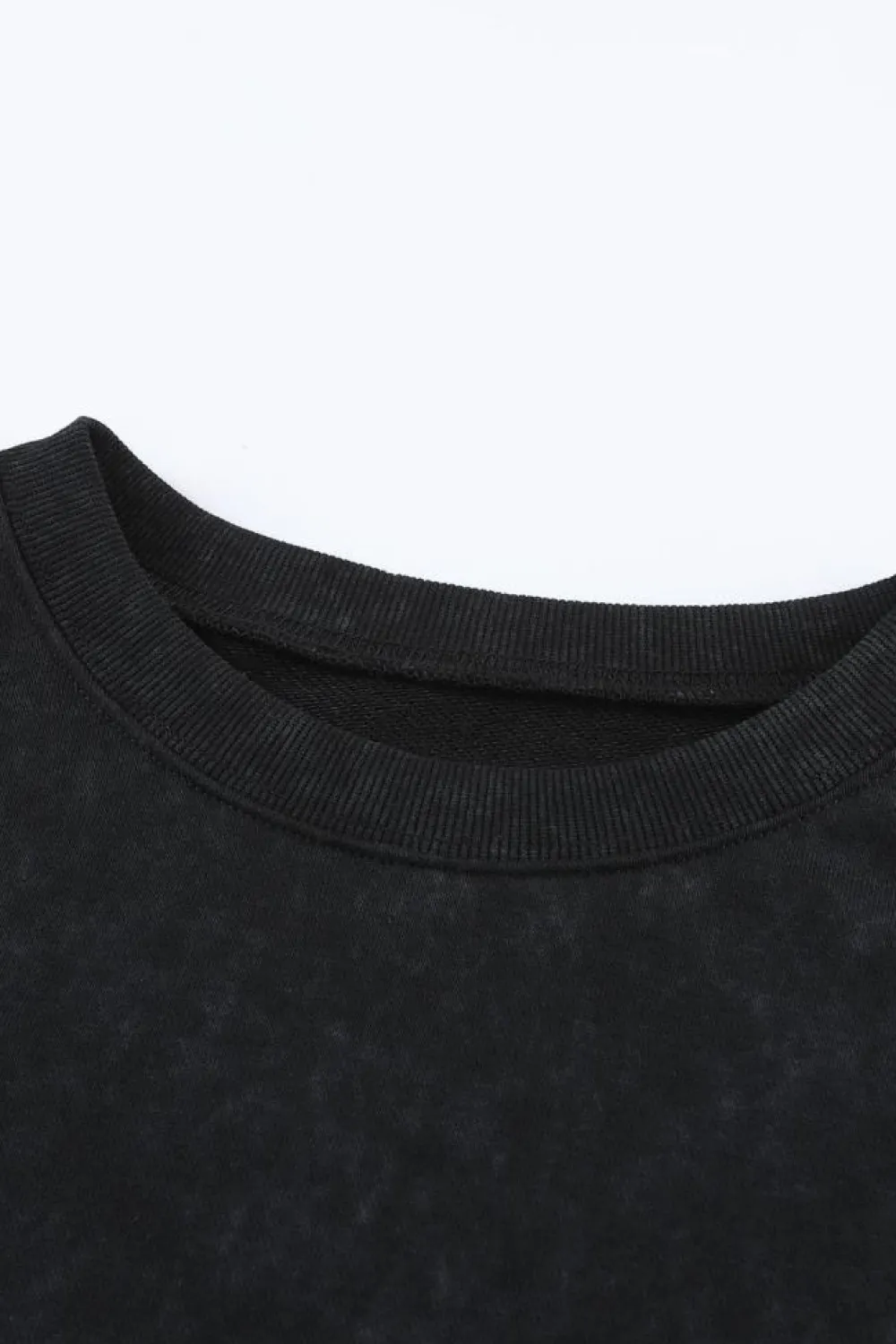 Online Dear-Lover Drop Shoulder Ribbed Trim Oversized Sweatshirt Black
