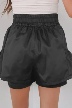 Outlet Dear-Lover Elastic High Waist Pocketed Casual Shorts Black