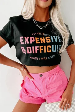 Discount Dear-Lover EXPENSIVE&DIFFICULT Graphic Tee Black