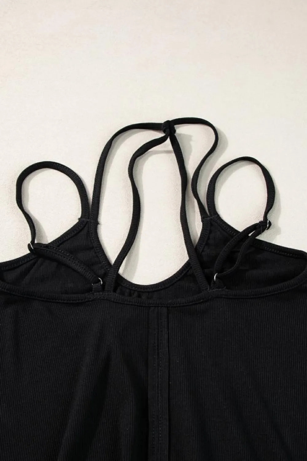 Online Dear-Lover Exposed Seam Detail Double Straps Tank Top Black