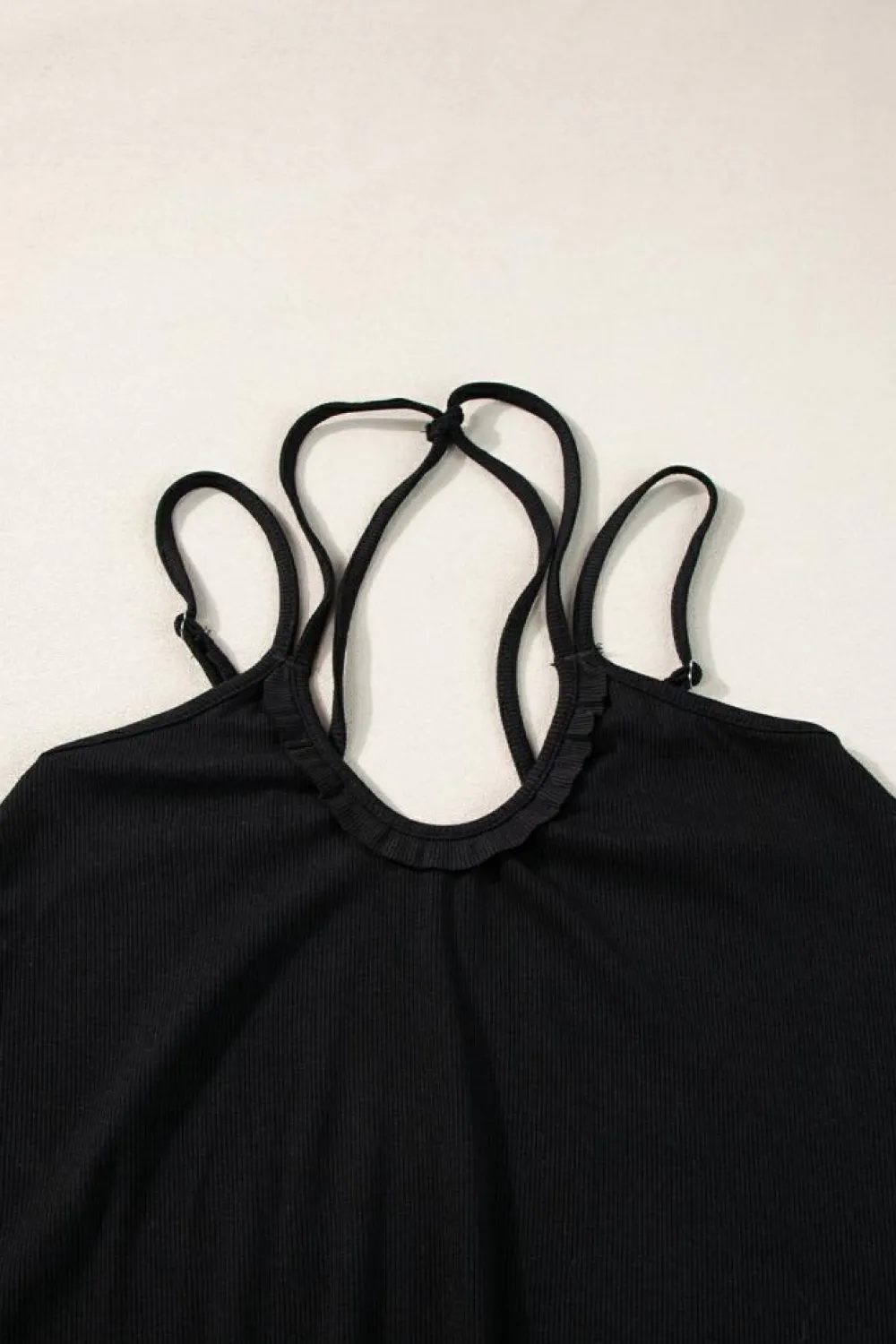 Online Dear-Lover Exposed Seam Detail Double Straps Tank Top Black
