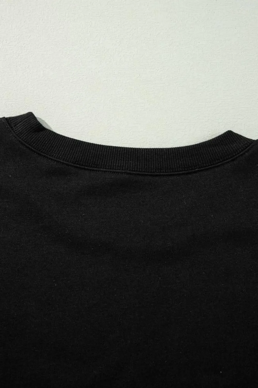 New Dear-Lover Exposed Seam Drop Shoulder Round Neck Sweatshirt with Slits Black