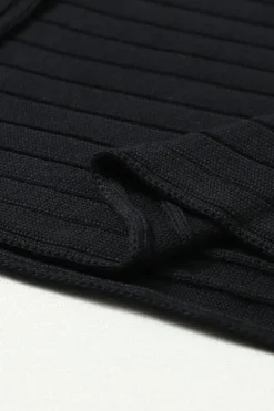 Online Dear-Lover Exposed Seam Ribbed Knit Dolman Top Black