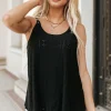 Outlet Dear-Lover Eyelet Strappy Scoop-Neck Tank Top Black