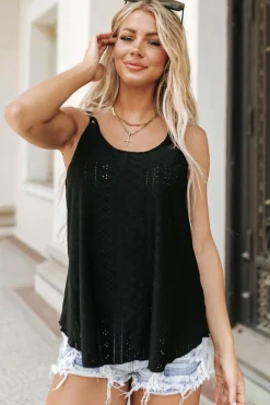 Outlet Dear-Lover Eyelet Strappy Scoop-Neck Tank Top Black