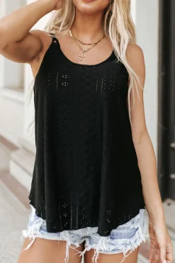 Outlet Dear-Lover Eyelet Strappy Scoop-Neck Tank Top Black