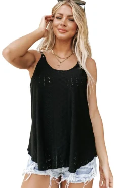 Outlet Dear-Lover Eyelet Strappy Scoop-Neck Tank Top Black