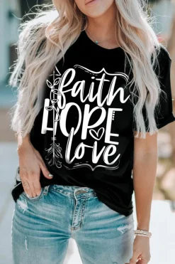 Best Dear-Lover Faith Hope Love Graphic T Shirt Black