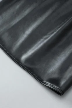 Hot Dear-Lover Faux Leather Crew Neck Tank Top Black