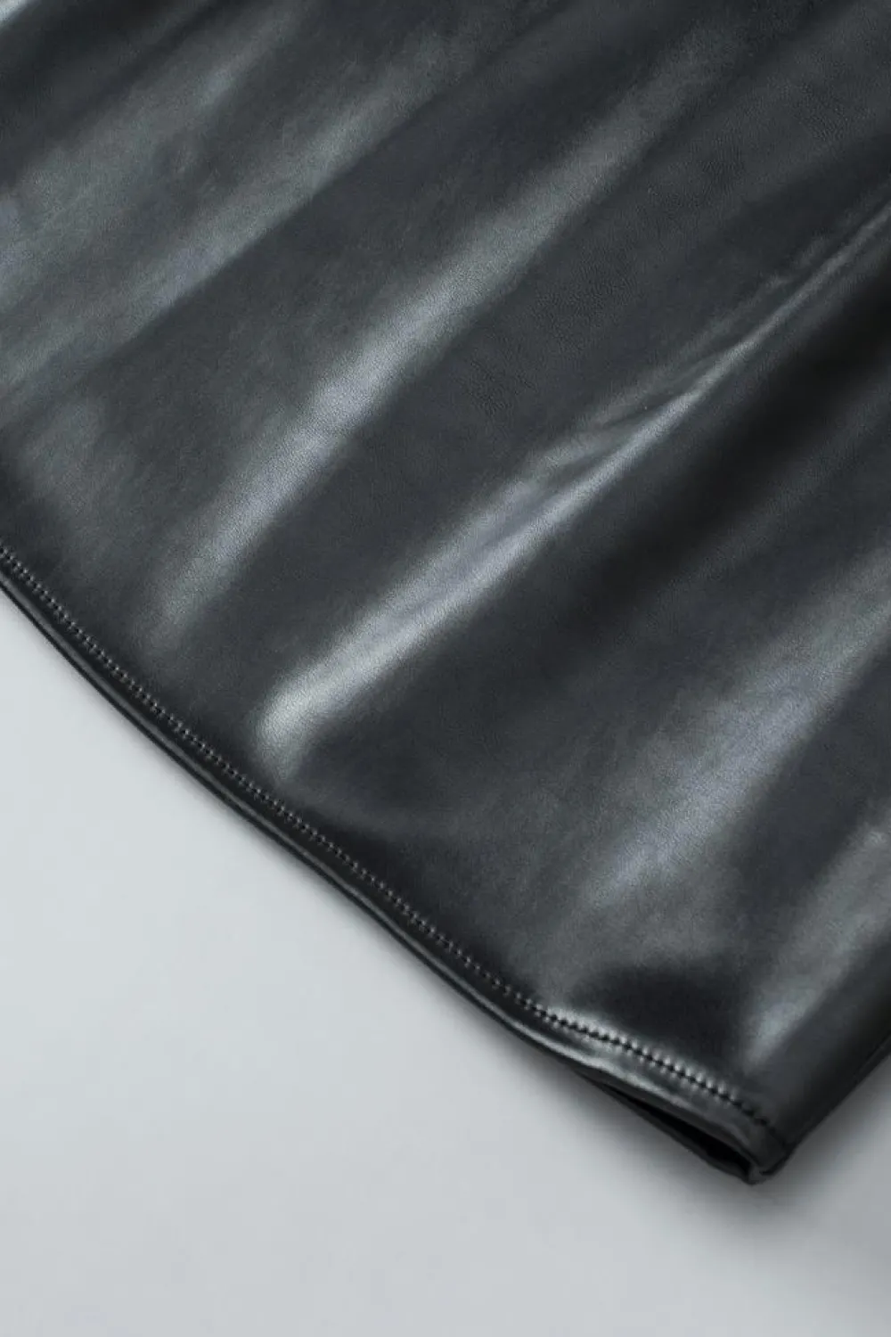 Hot Dear-Lover Faux Leather Crew Neck Tank Top Black