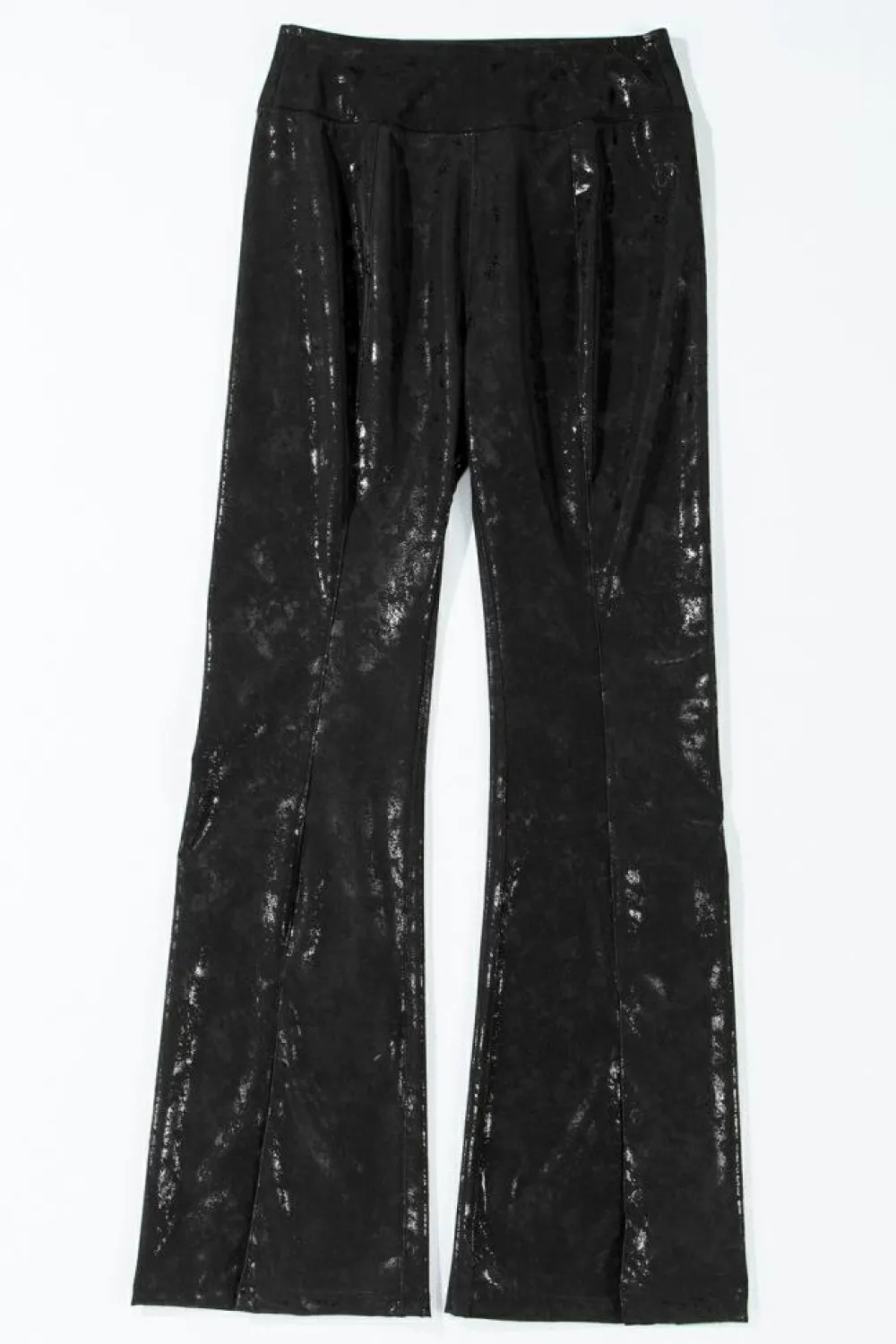 Best Dear-Lover Faux Leather Splits High Waist Leggings Black