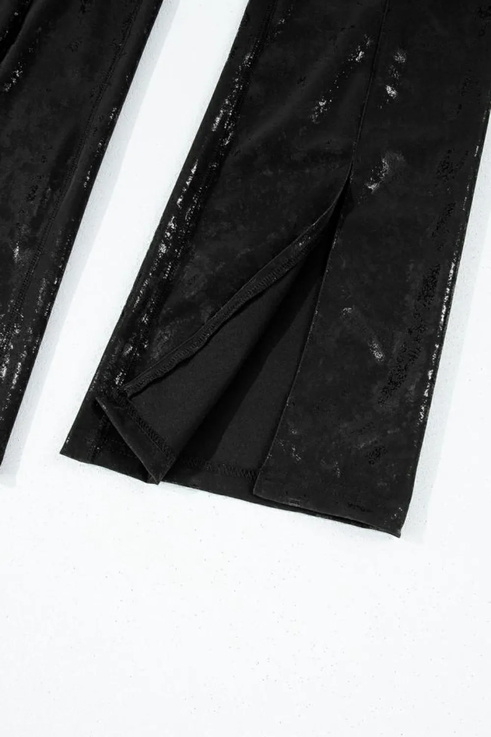Best Dear-Lover Faux Leather Splits High Waist Leggings Black