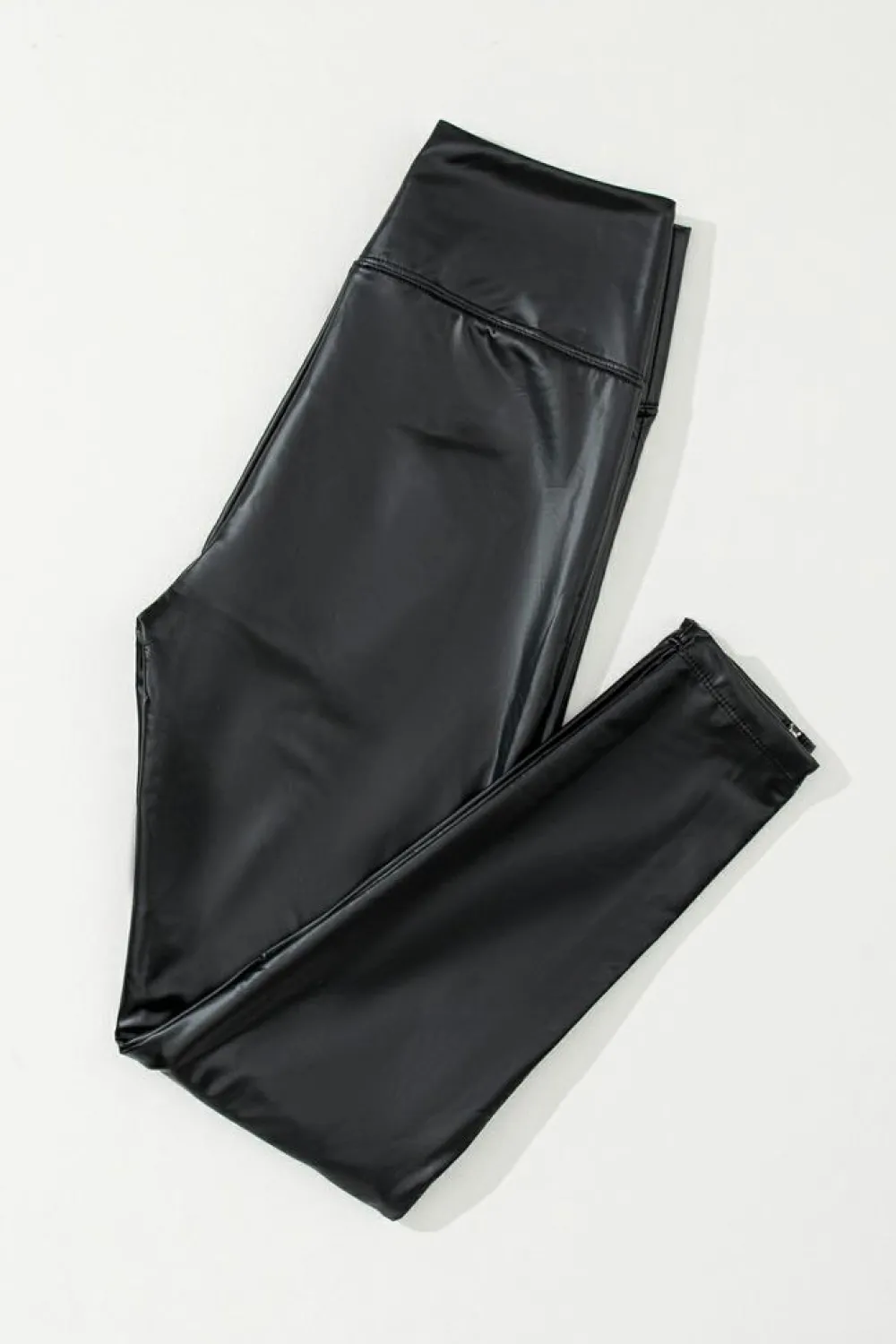 Clearance Dear-Lover Faux Leather Zipped Detail Leggings Black