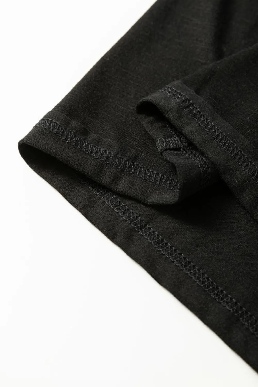 New Dear-Lover Faux Two Piece Floral Long Sleeve Patchwork Tee Black