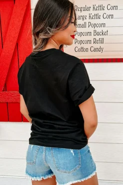 Outlet Dear-Lover Flag Inspired Rhinestone Star Graphic T Shirt Black