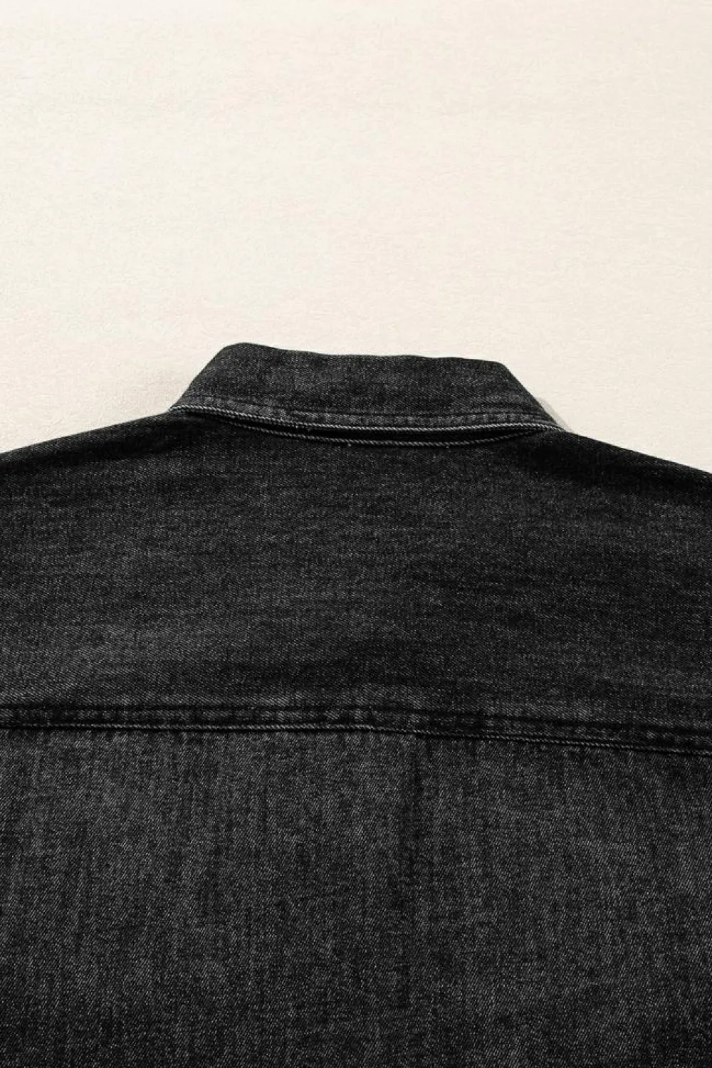 Sale Dear-Lover Flap Pocket Buttons Collared Jean Jacket Black