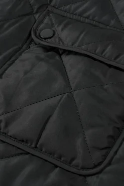 Sale Dear-Lover Fleece Lined Quilted Zip up Vest Coat Black