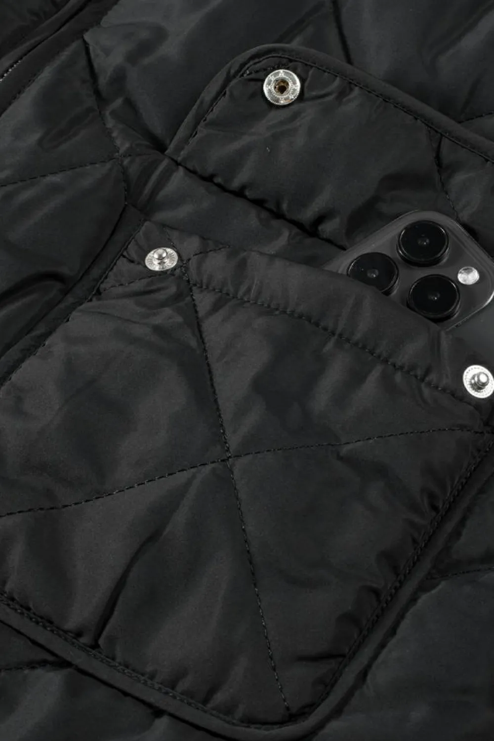 Sale Dear-Lover Fleece Lined Quilted Zip up Vest Coat Black