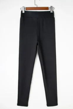 Fashion Dear-Lover Fleece Lining Winter High Waist Leggings Black