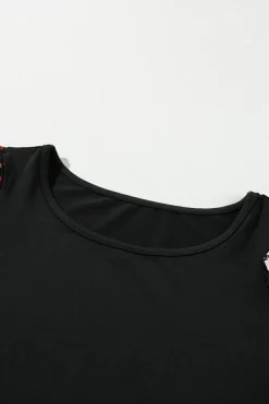 Best Dear-Lover Floral Crochet Short Sleeve Top Black