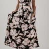 Best Dear-Lover Floral Cutout Square Neck Knot Back Sleeveless Maxi Dress Black