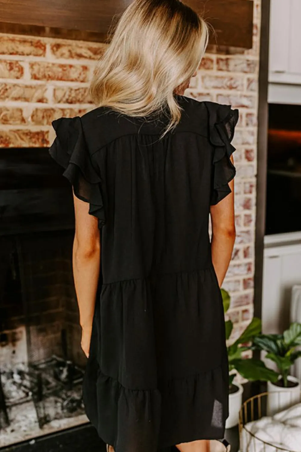 Outlet Dear-Lover Floral Embroidered Tiered Ruffled Mini Dress Black