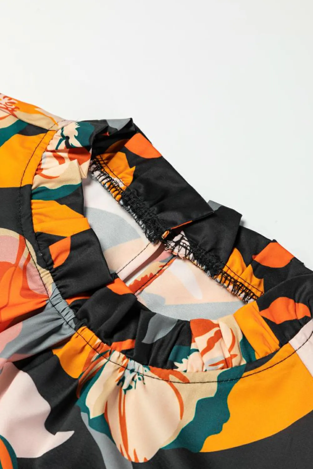 Online Dear-Lover Floral Print Mock Neck Blouse Black