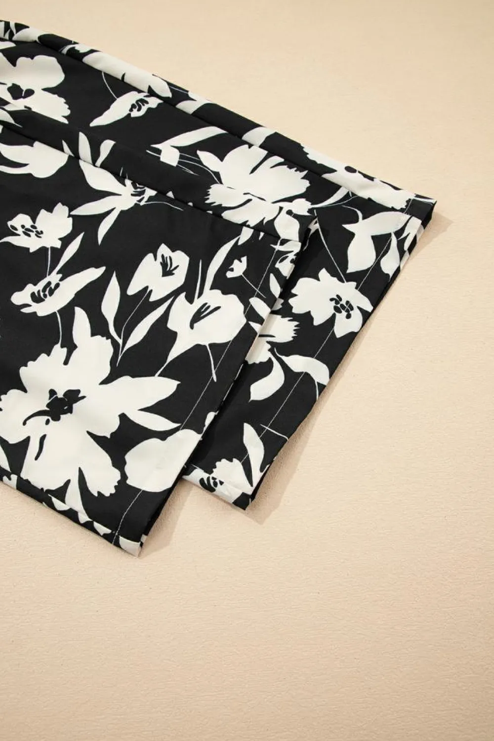 Sale Dear-Lover Floral Print Smocked High Waist Wide Leg Pants Black