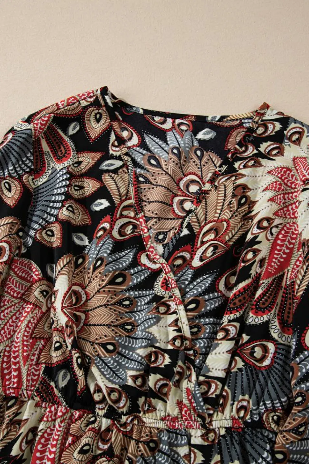 New Dear-Lover Floral Print V Neck Wrap High Waist Maxi Dress Black